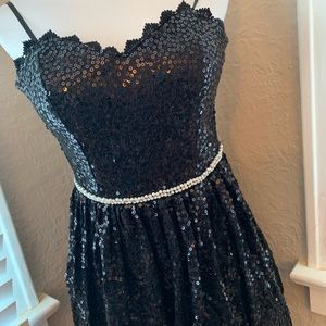 Black Sequin City Triagles Dress